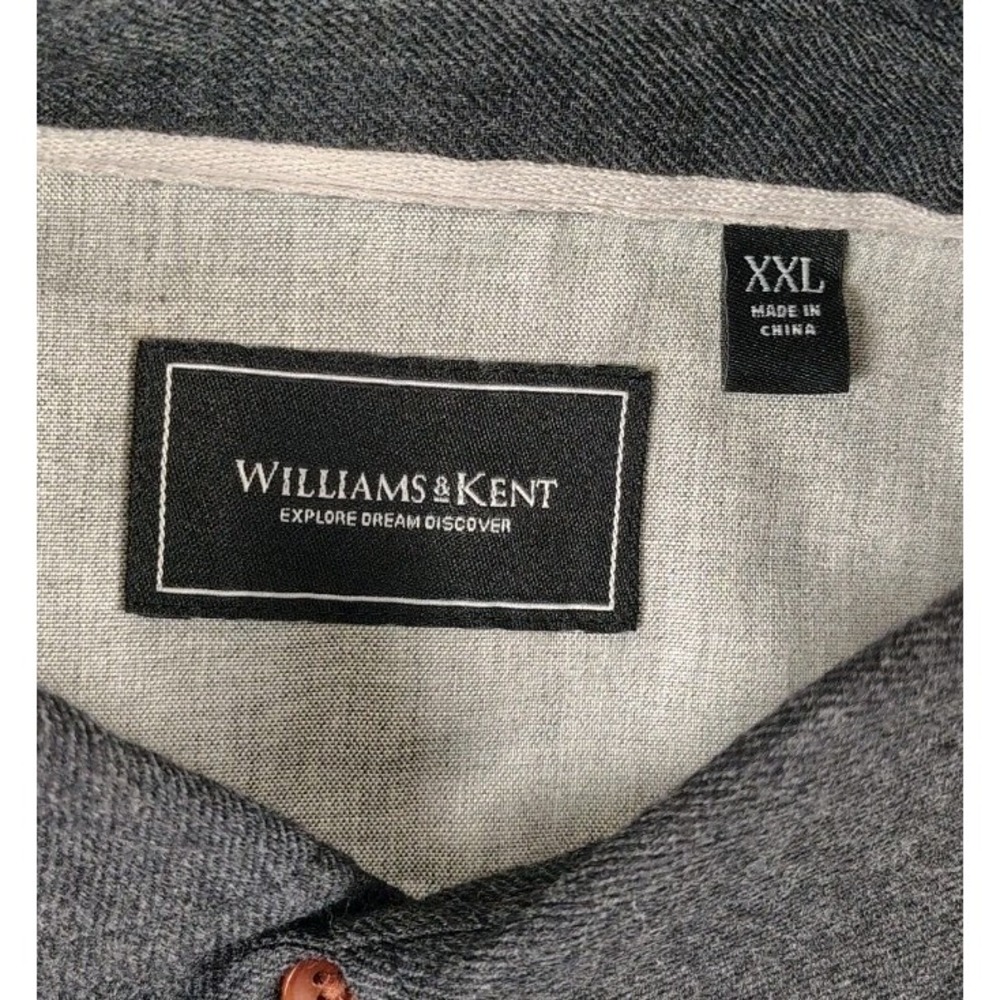 Williams & Kent  100% Wool Flannel Button Up Shirt Mens XXLarge Black Gray Flaw - Picture 10 of 11